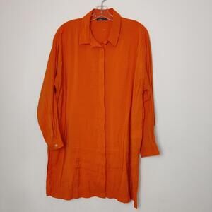 LC Waikiki Classic Orange Hidden Button Poplin Shirt Tunic Dress Size EU 44